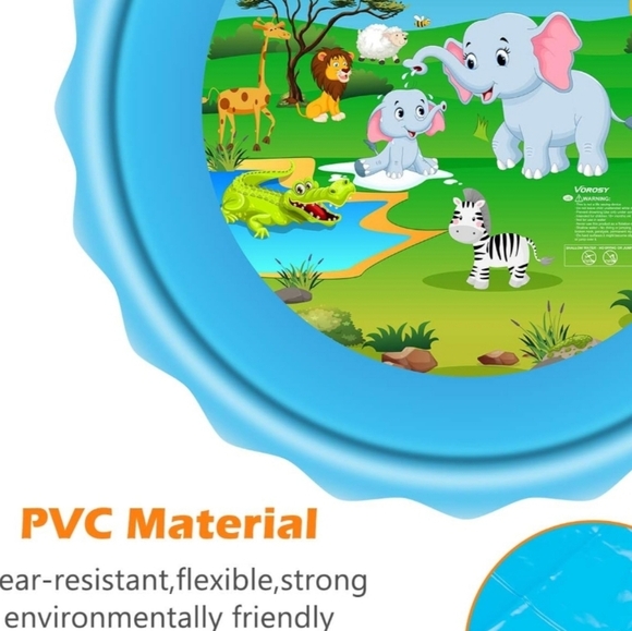 Vorosy Sprinkle & Splash 79" Play Mat Featuring Baby Elephants and Other Animals - Picture 5 of 6